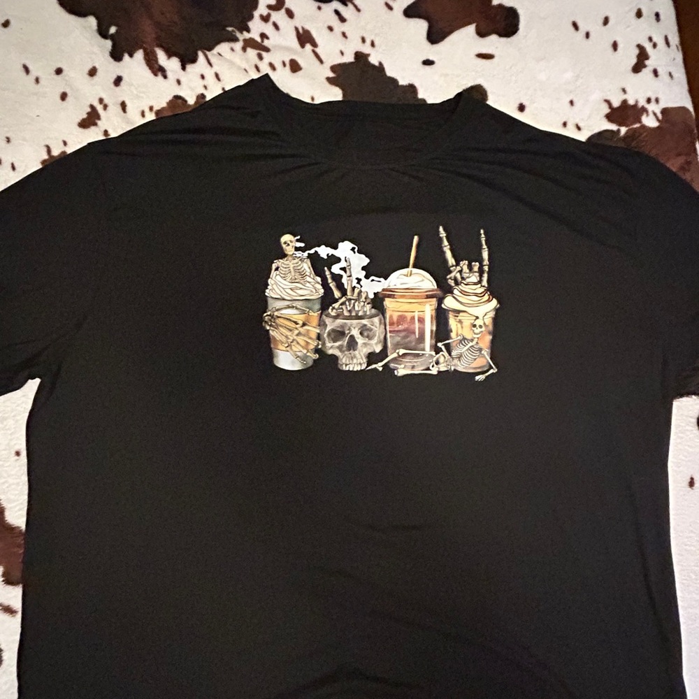 Black Graphic T-Shirt with Skull Design